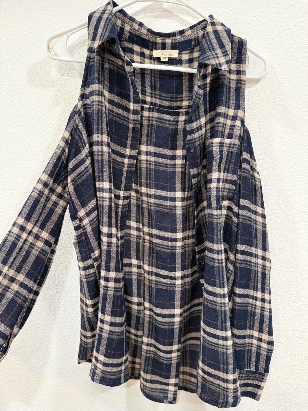 Croft & Barrow Navy Plaid Button-Down Shirt